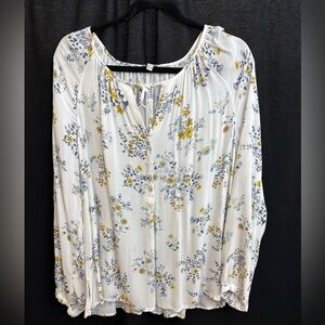 Lucky Brand Floral Blouse - White and Yellow